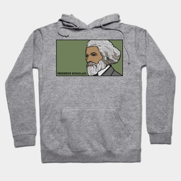 Frederick Douglass Portrait Profile on Green Hoodie by History Tees